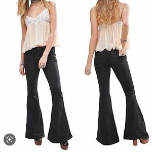 Free People Stella Extreme Black Flare Bell Bottoms